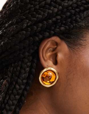 Mango - Boucles d'oreilles en résine avec bord doré - Doré