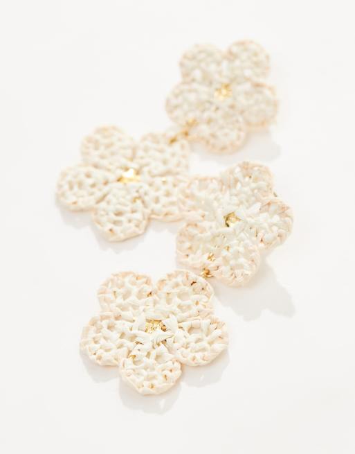 Mango - Boucles d'oreilles fleur à perles - Blanc , 2 de 4