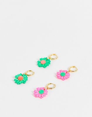 Mango - Boucles d'oreilles pendantes avec fleurs - Multicolore | ASOS
