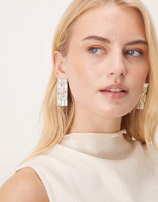 Mango - Boucles d'oreilles pendantes fantaisie - Argenté