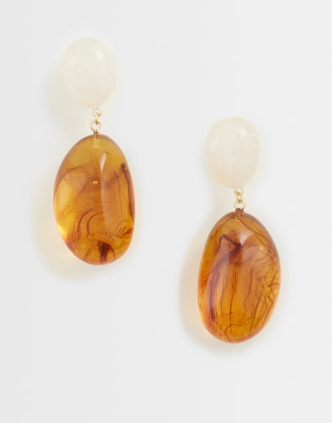 Mango - Boucles d'oreilles pendantes - Marron - view 1
