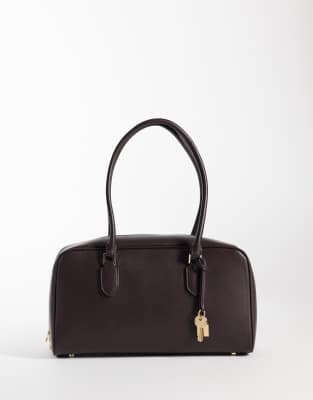 Mango Bowling Bag With Key Chain In Brown