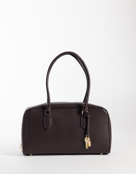 Mango bowling bag with key chain in brown - view 1