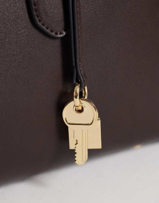 Mango bowling bag with key chain in brown, 3 of 4