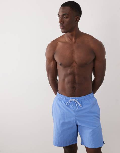 Mango boxer style swim short in pale blue - view 1