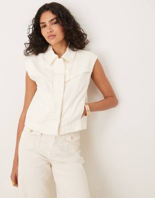 Mango Boxy Fit Western Sleeveless Hidden Button Up Vest