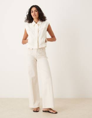 Mango Boxy Fit Western Sleeveless Hidden Button Up Vest
