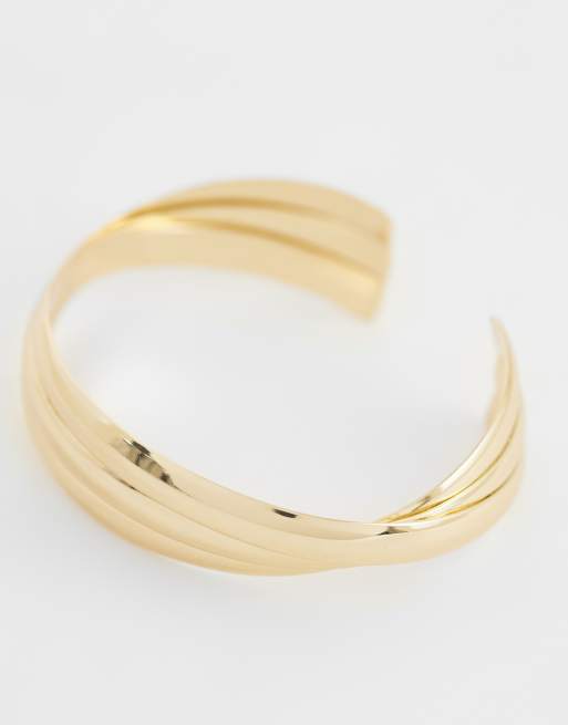 Mango - Bracciale rigido spesso dorato, 2 di 3