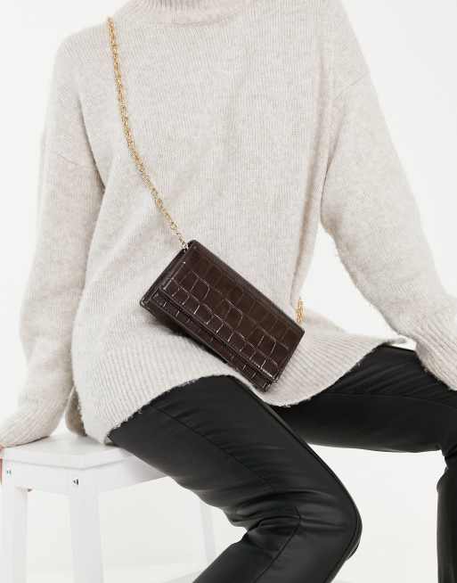 Mango – Brązowa torebka crossbody w wężowy wzór