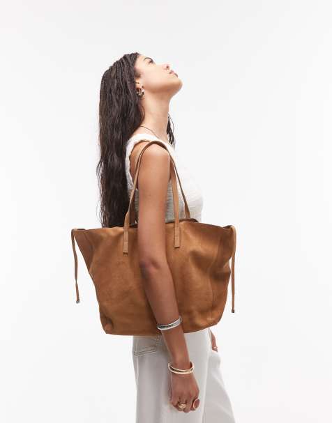 Mango – Brązowa zamszowa torba typu tote - view 1