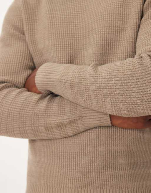 Mango – Brązowy sweter oversize z grubym wykończeniem dekoltu, 5 z 5
