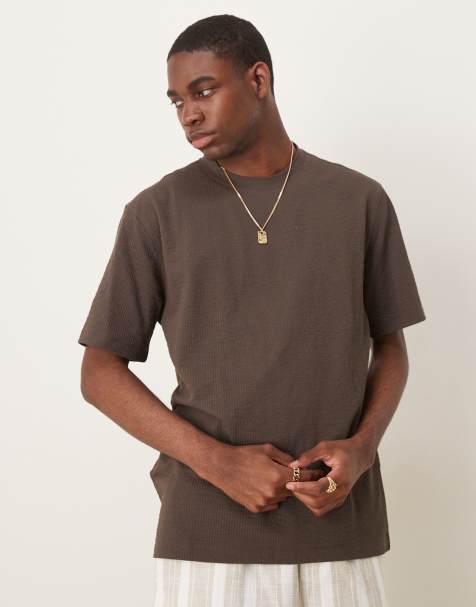 Mango – Brązowy T-shirt z kory o regularnym kroju - view 1