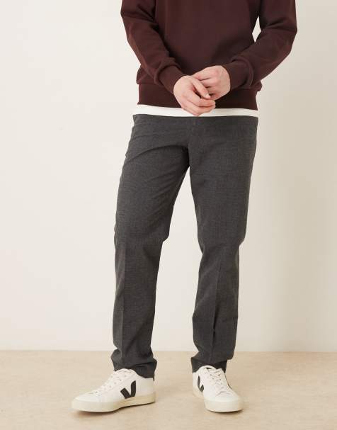 Mango Brest cotton rich straight tailored trouser in charcoal pinstripe