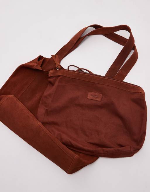 Mango - Brændt orange tote-taske med bindebånd og gennemgående lynlås, 4 af 4