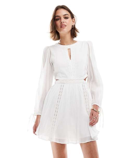 Mango broderie mini dress in white - view 1