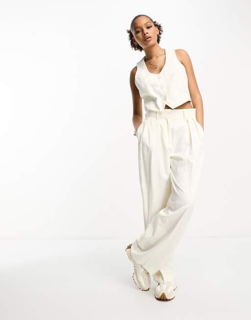 Mango - Broek in wit, deel van co-ord set