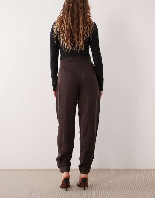 Mango broek met omslag in bruin, 3 van 5