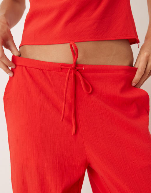 Mango - Broek met trekkoord in rood, deel van co-ord set, 5 van 5