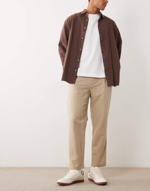 Mango - Broek van linnenmix met gestrikte taille in ecru, 2 van 5