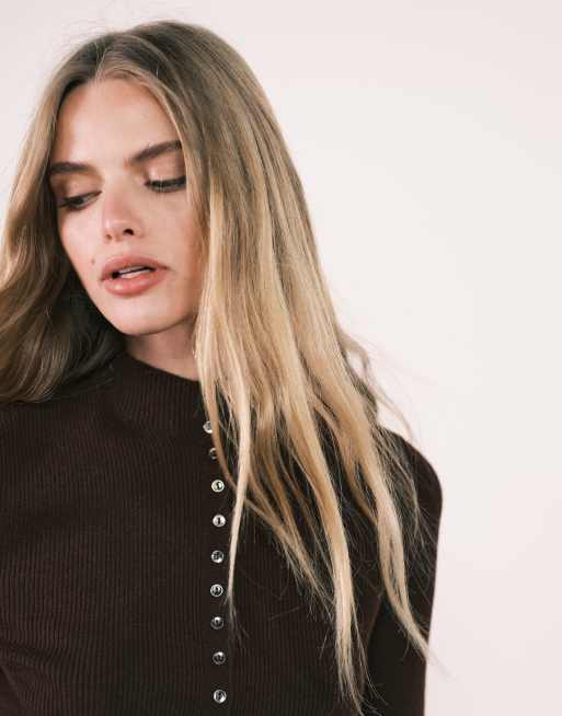 Mango - Brun cardigan med høj hals, 3 af 5