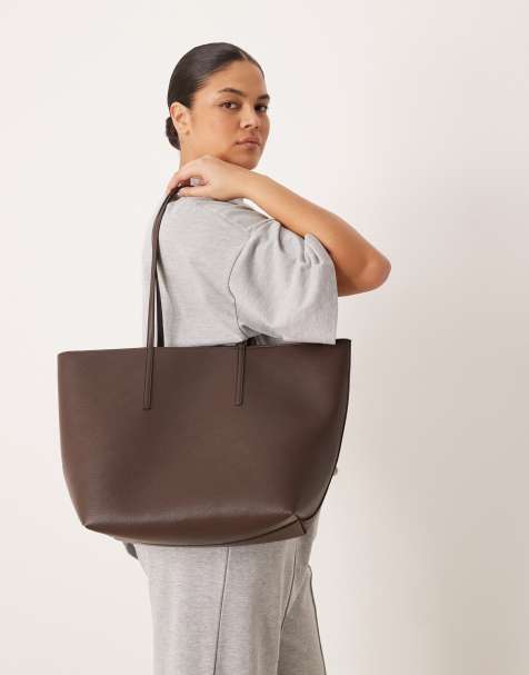 Mango - Brun klassisk tote i imiteret læder - view 1