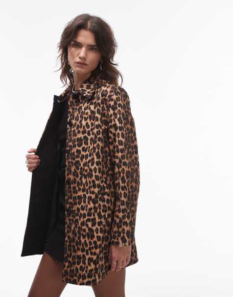 Mango – Brun, leopardmönstrad kappa i oversize - view 1