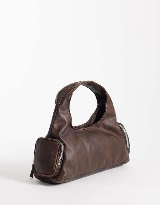 Mango – Brun, slouchy väska i läderimitation och vintagestil, 4 av 4