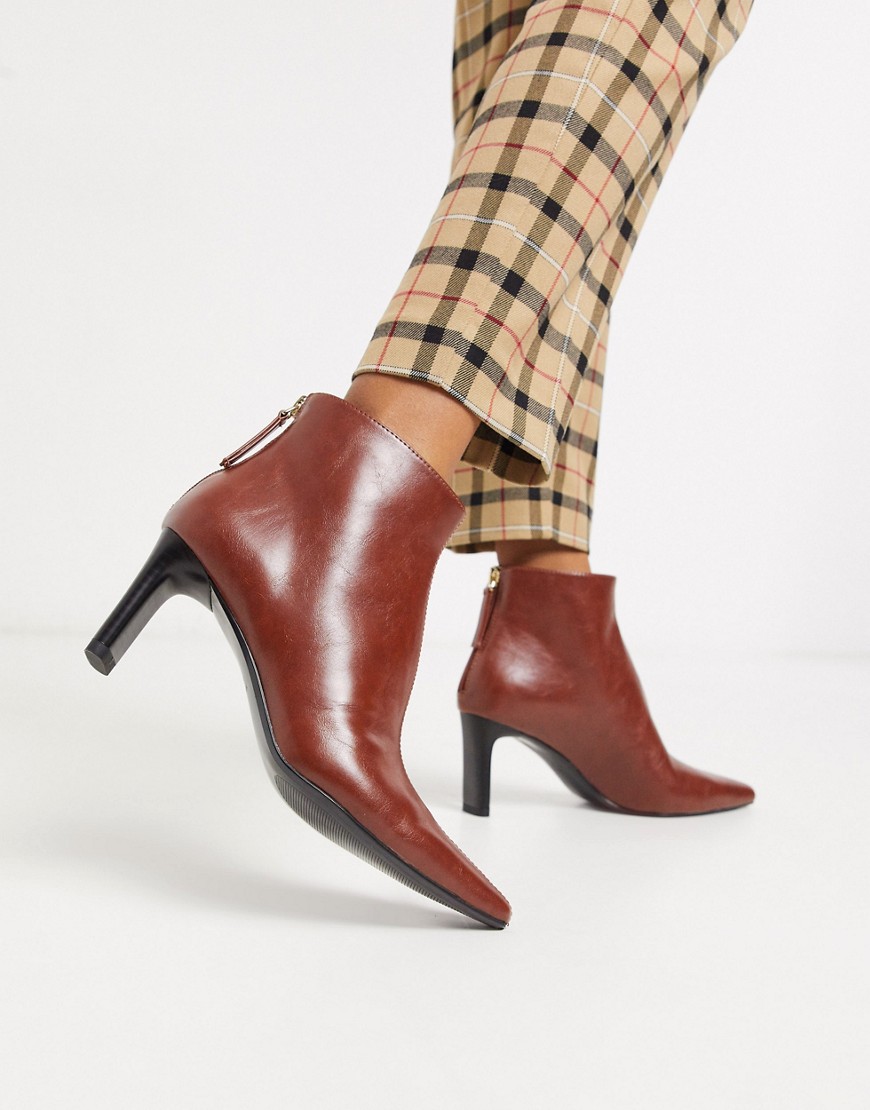 Mango – Bruna boots i läderimitation med klack