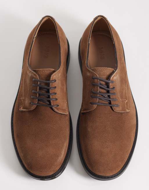 Mango – Bruna brogueskor med snörning i äkta mocka, 3 av 4