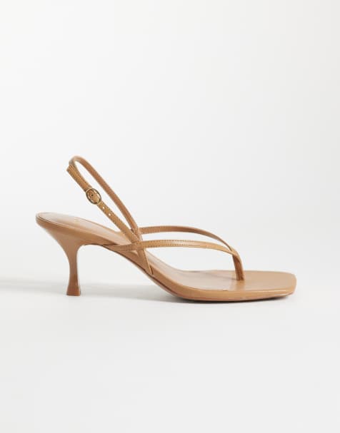 Mango – Bruna klacksandaler med smala remmar - view 1