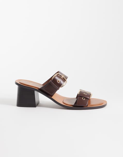 Mango – Bruna klacksandaler med spänne - view 1
