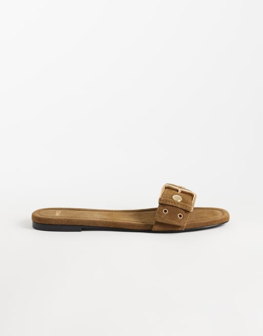 Mango – Bruna, platta sandaler i 100% mocka med spännen, 2 av 4