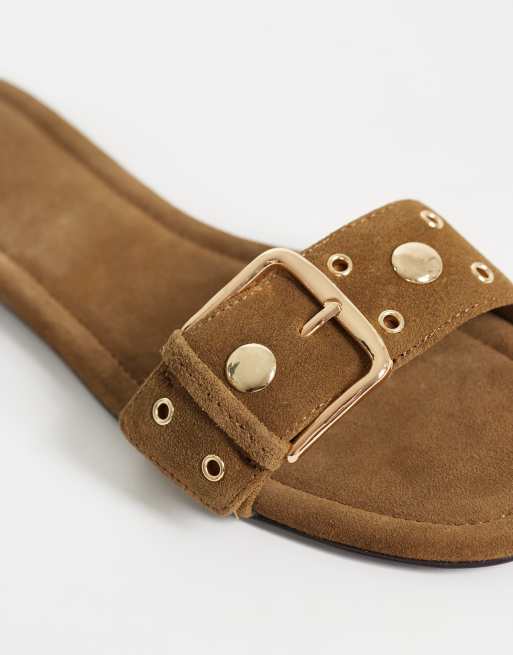 Mango – Bruna, platta sandaler i 100% mocka med spännen, 3 av 4