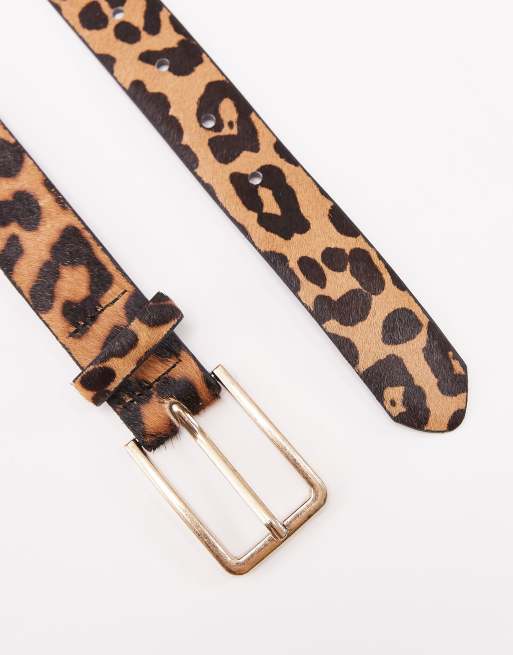 Mango - Brunt bælte i læder med leopardprint, 3 af 3