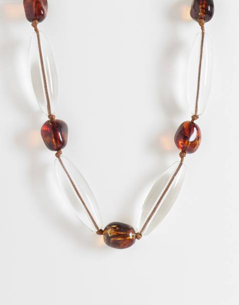 Mango – Brunt halsband med pärlor - view 1