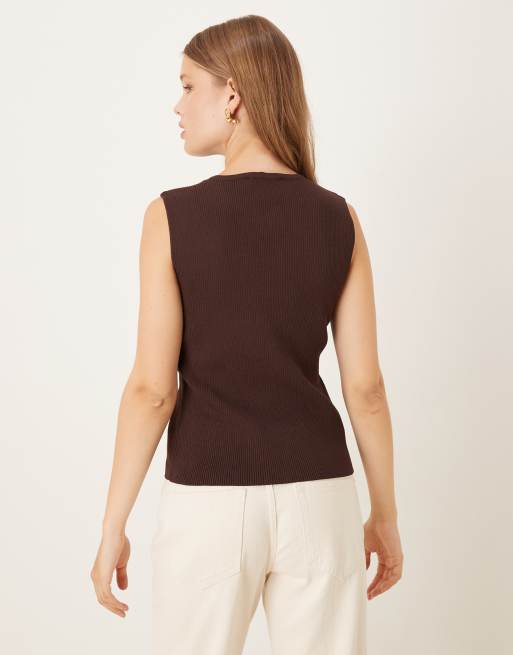 Mango – Brunt, stickat linne med statement-knappar, 3 av 4