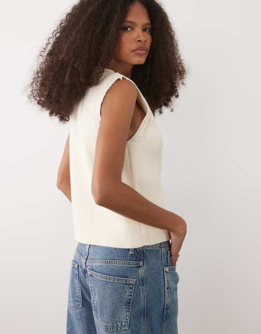 Mango – Brunt, stickat linne med statement-knappar, 4 av 4