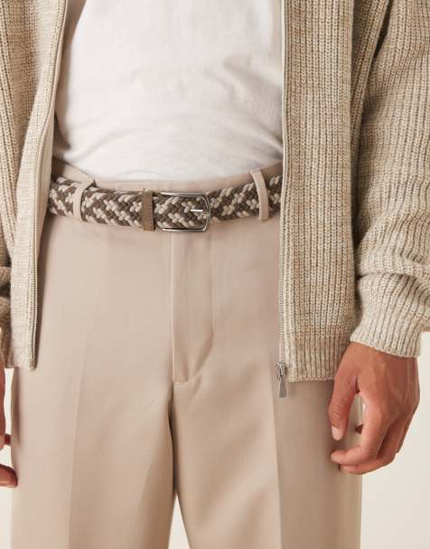 Mango – Brunt, texturerat bälte i bomullsmix - view 1