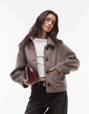 Mango Brushed Jacket In Brown