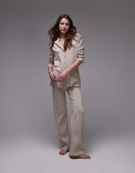 Mango brushed cotton soft touch pyjama set in sand