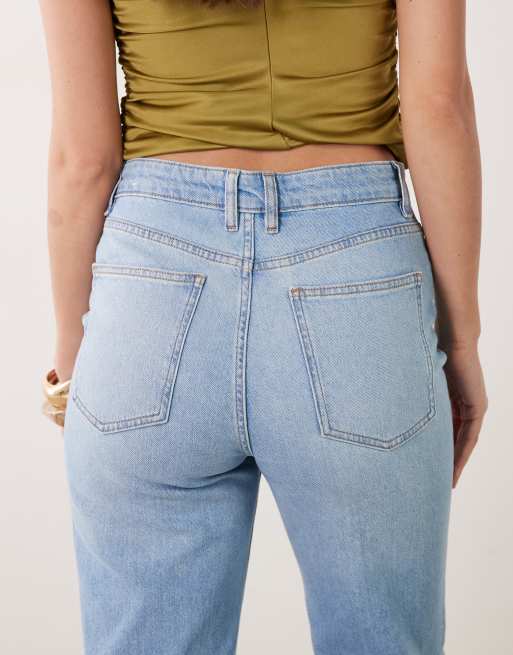 Mango Brynn cotton rich straight jean with pocket detail in mid blue, 5 of 5