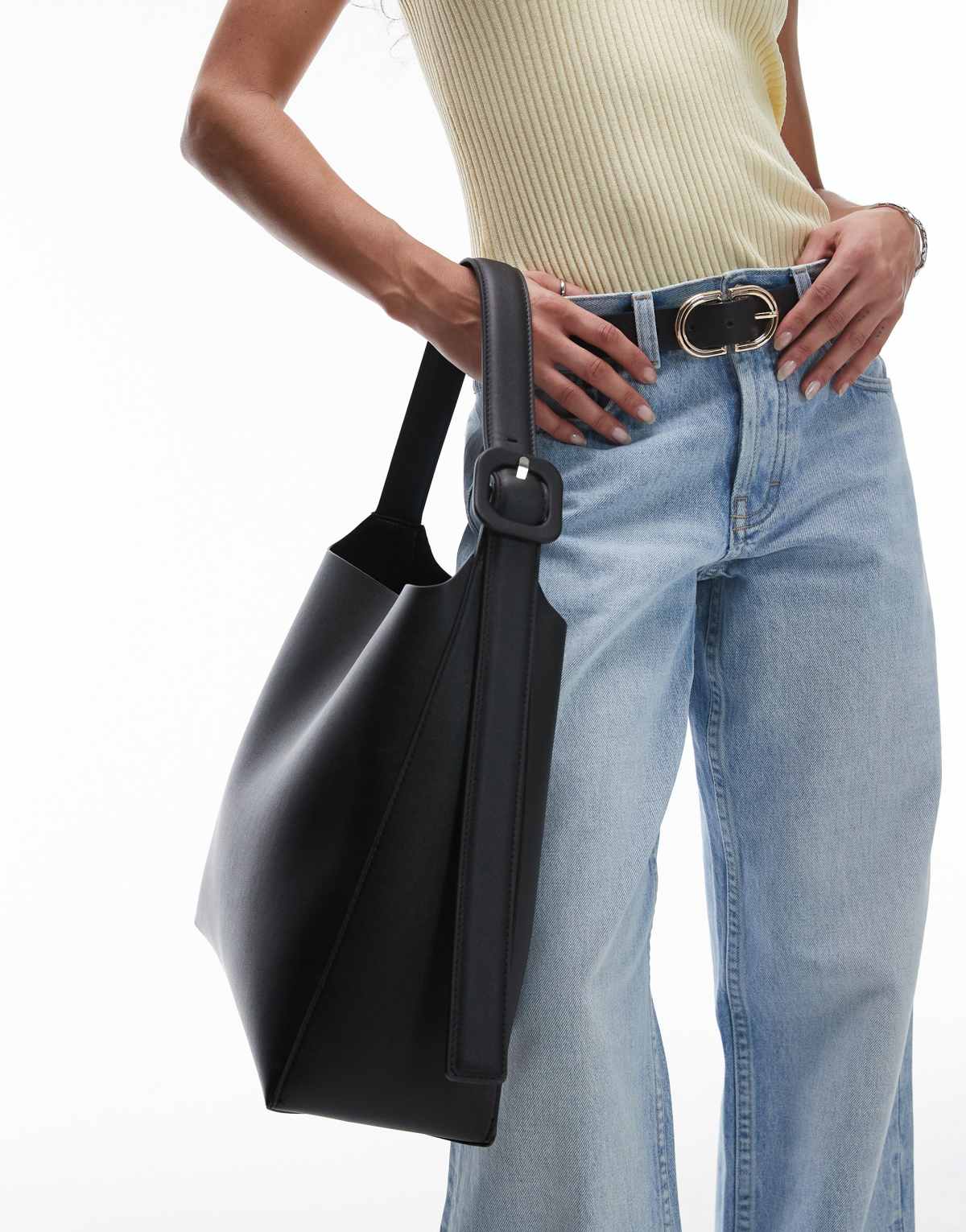 Mango buckle detail adjustable strap bag in black