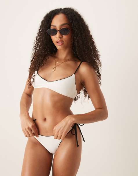 Mango buckle detail bikini bottom in white - view 1