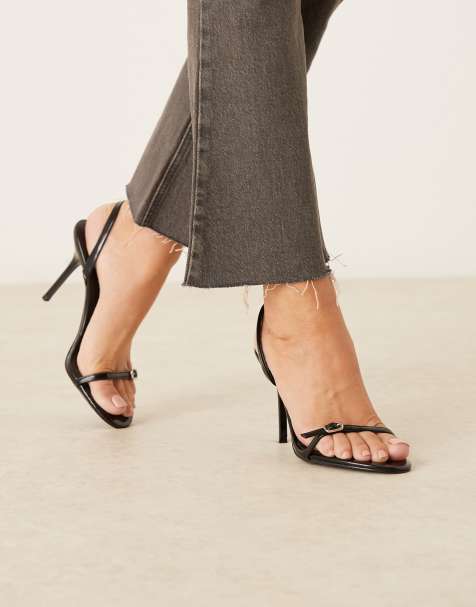 Mango buckle detail classic heeled sandal in black - view 1
