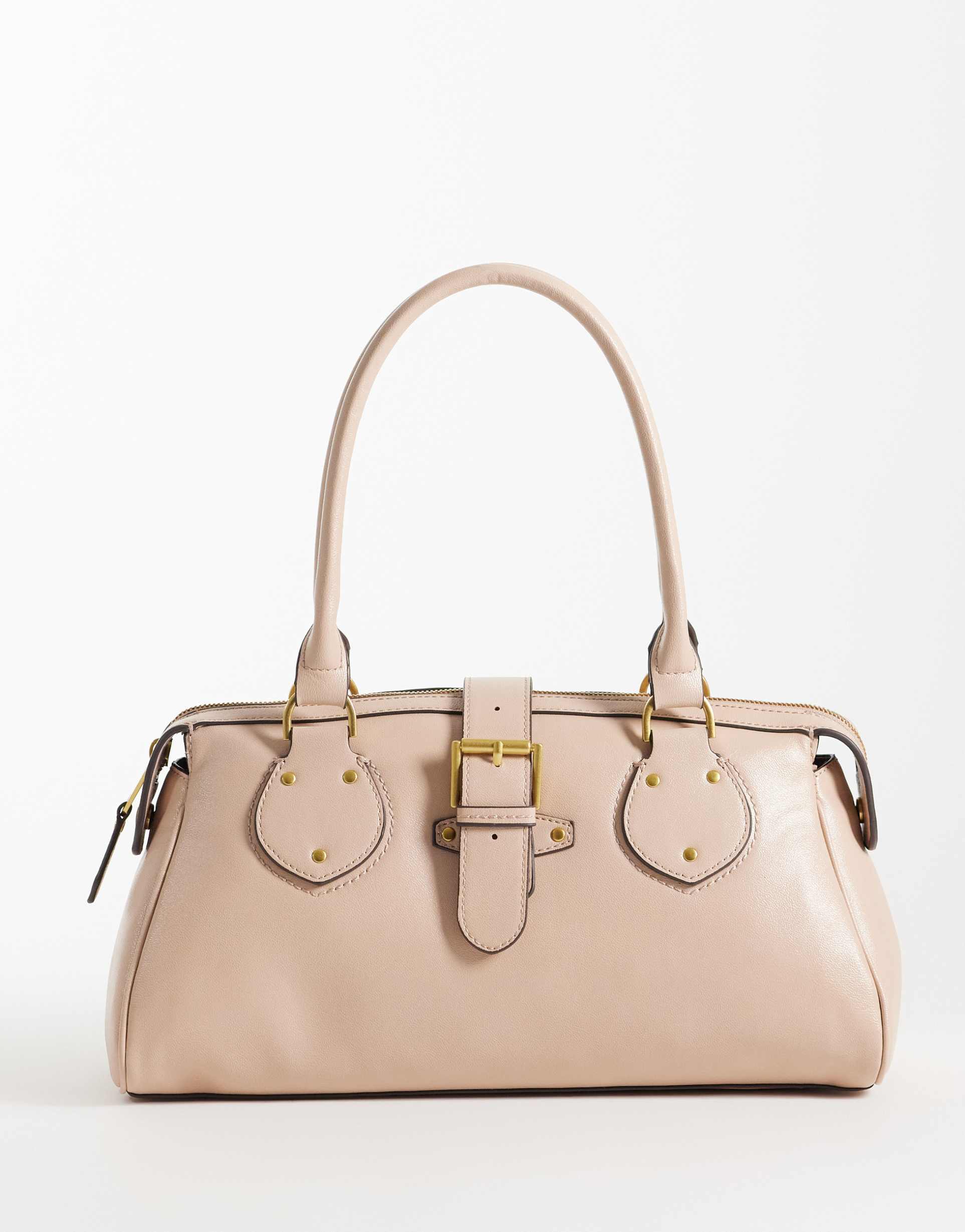 mango buckle detail shoulder bag in beige
