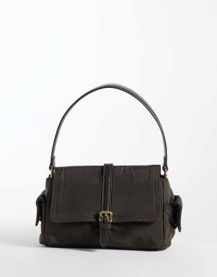 Mango Buckle Detail Shoulder Bag In Black