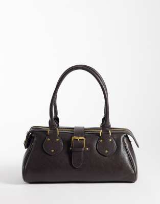 Mango Buckle Detail Shoulder Bag In Brown