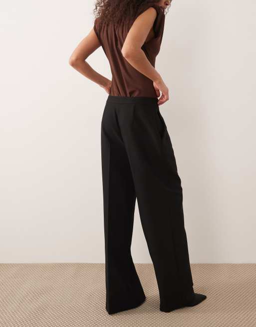 Mango buckle detail straight tailored trousers in black, 3 of 5