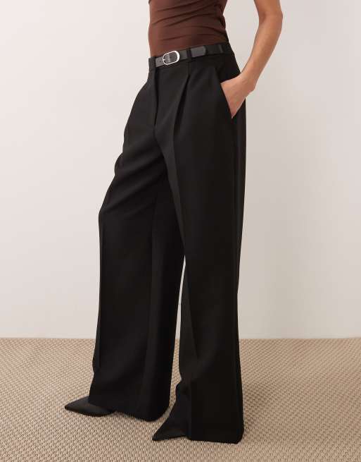 Mango buckle detail straight tailored trousers in black, 5 of 5