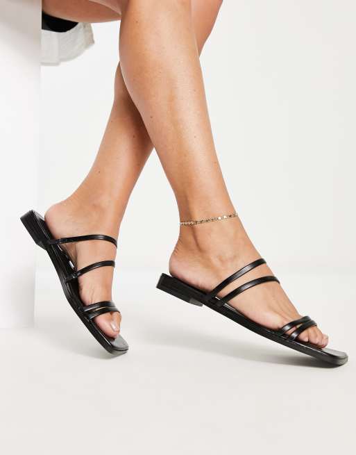 Mango buckle detail strappy sandals in black